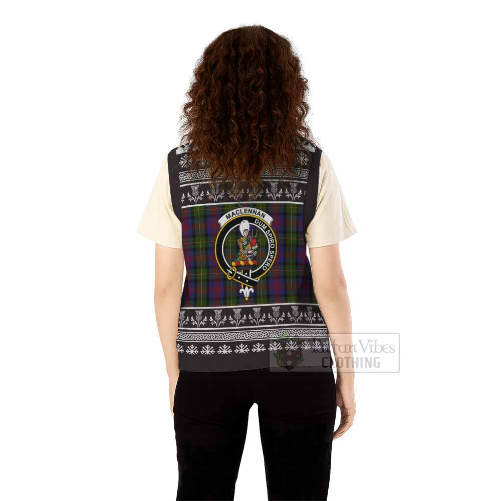 MacLennan (McLennan) Clan Tartan Christmas Knitted V-Neck Vest with Family Crest - Tartan Vibes Clothing