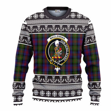 MacLennan (McLennan) Clan Tartan Christmas Ugly Sweater with Family Crest