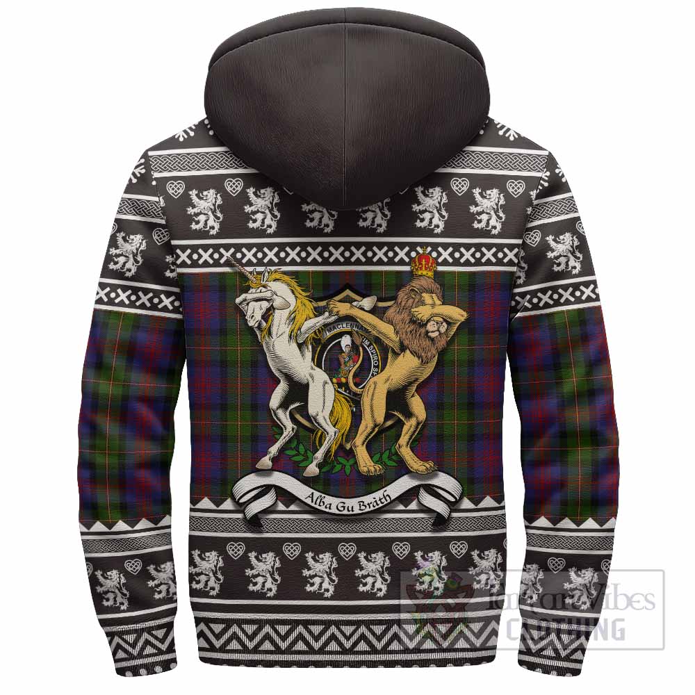 MacLennan (McLennan) Clan Tartan Crest Christmas Fleece Hoodie Coat of Arms Funny Style - Tartan Vibes Clothing
