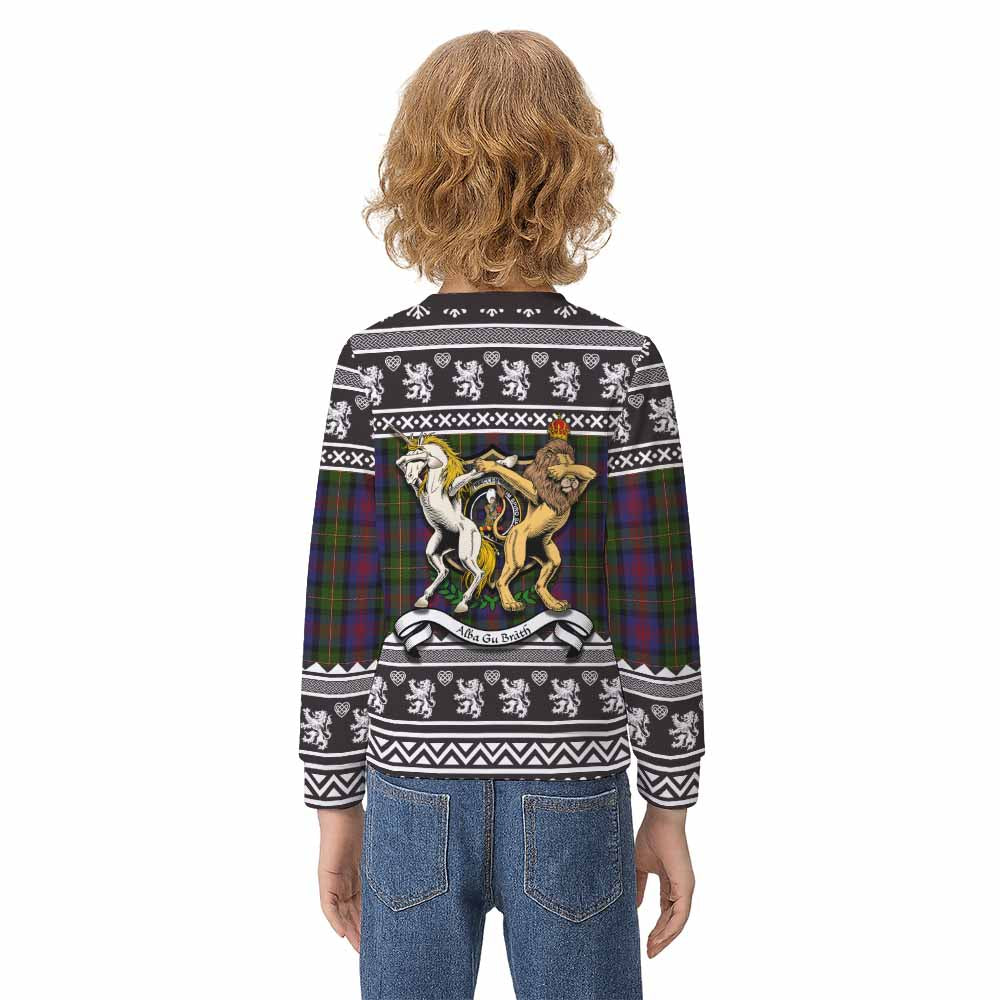MacLennan (McLennan) Clan Tartan Crest Christmas Kid Ugly Sweatshirt Coat of Arms Funny Style - Tartan Vibes Clothing