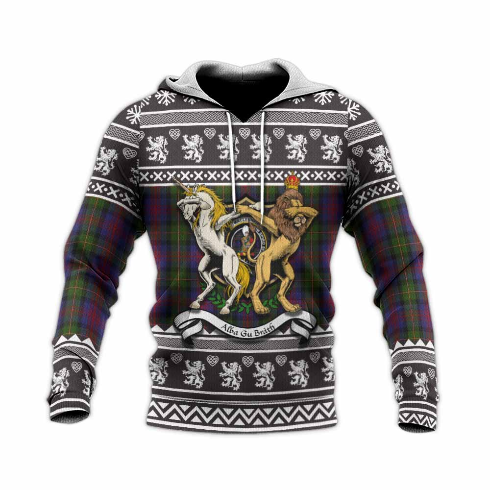MacLennan (McLennan) Clan Tartan Crest Christmas Knitted Hoodie Coat of Arms Funny Style - Tartan Vibes Clothing