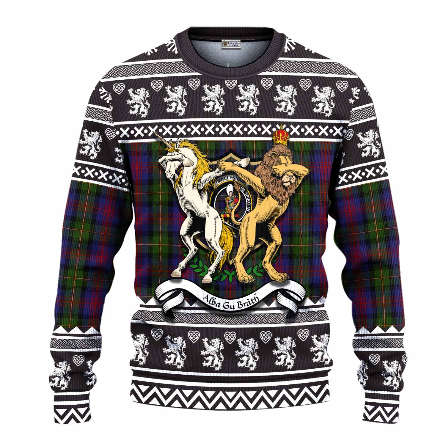 MacLennan (McLennan) Clan Tartan Crest Christmas Ugly Sweater Coat of Arms Funny Style - Tartan Vibes Clothing