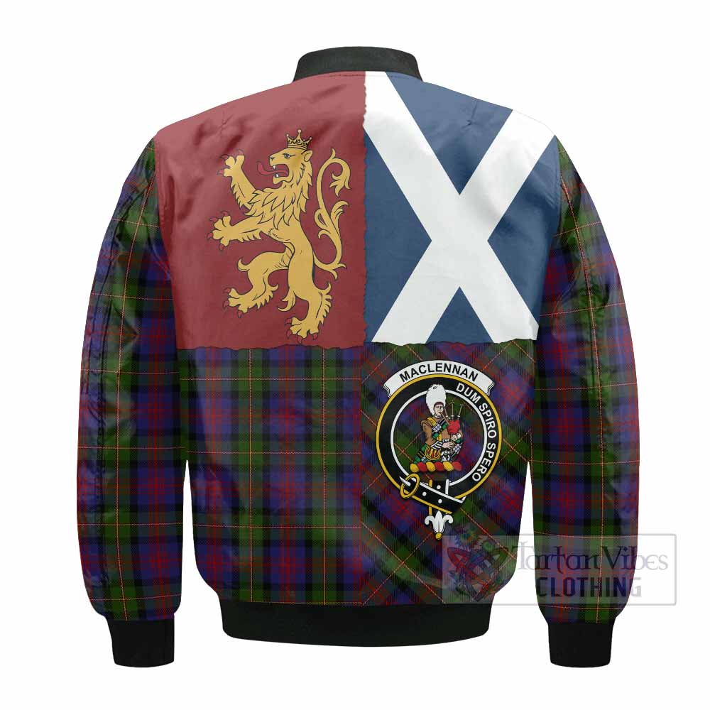 MacLennan (McLennan) Crest Tartan Bomber Jacket with Lion Rampant Saltire Style
