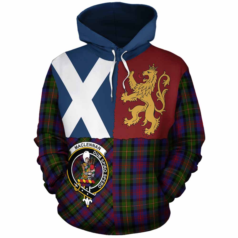 MacLennan (McLennan) Crest Tartan Cotton Hoodie with Lion Rampant Saltire Style - Tartan Vibes Clothing