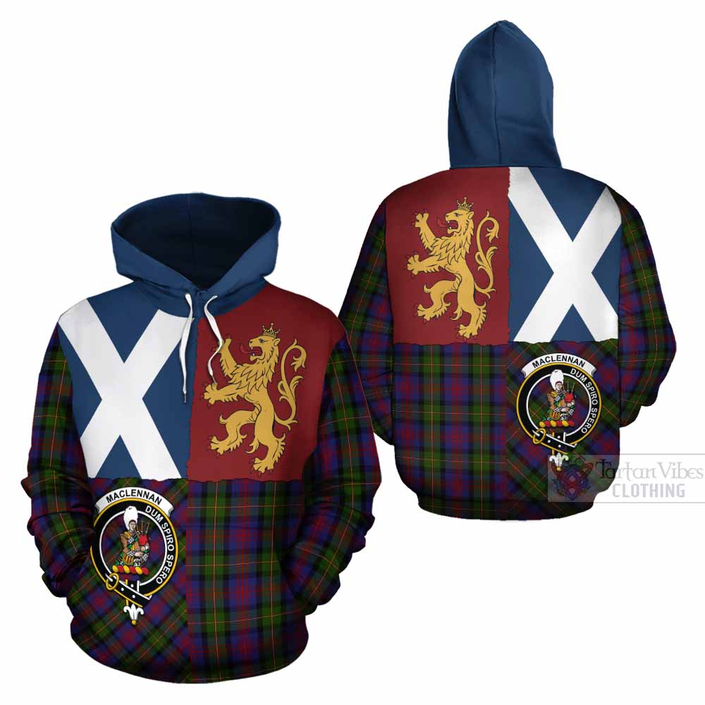 MacLennan (McLennan) Crest Tartan Cotton Hoodie with Lion Rampant Saltire Style - Tartan Vibes Clothing