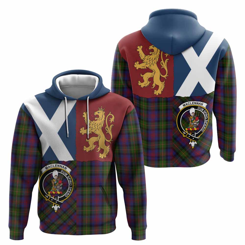 MacLennan (McLennan) Crest Tartan Hoodie with Lion Rampant Saltire Style