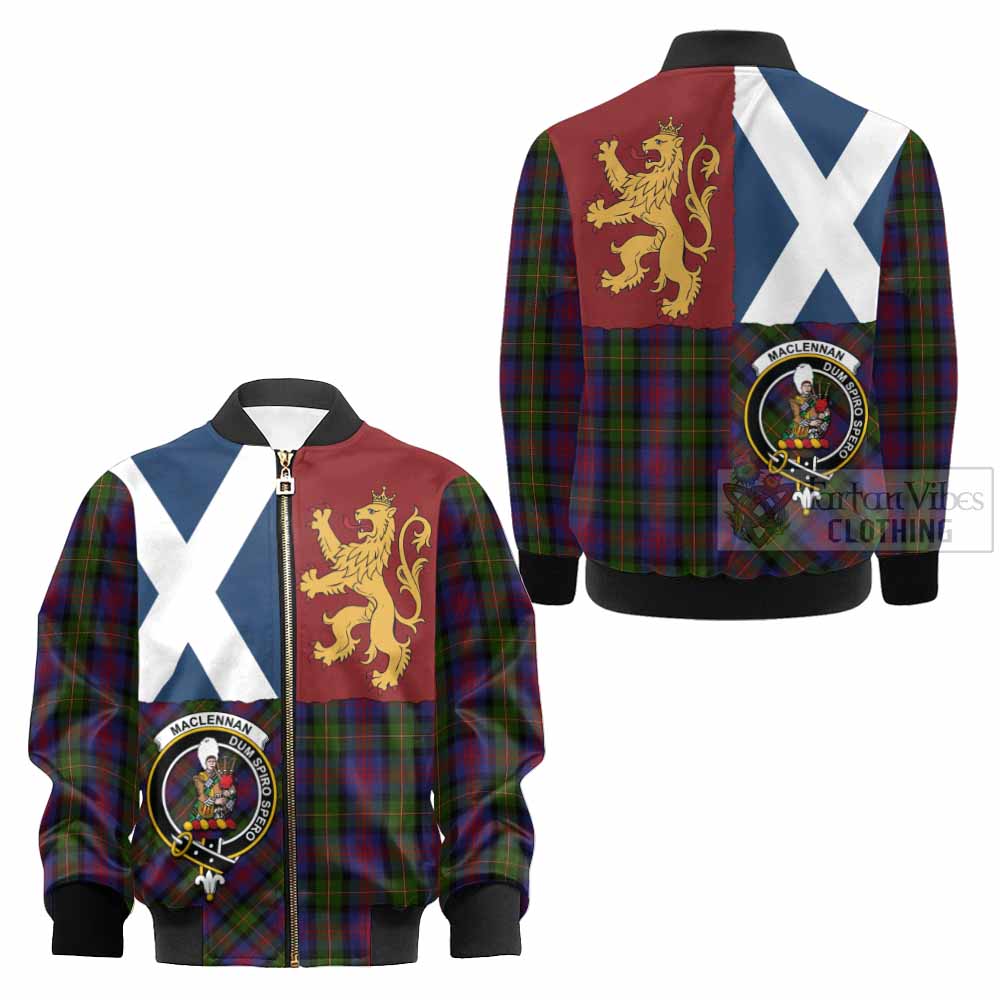 MacLennan (McLennan) Crest Tartan Kid Bomber Jacket with Lion Rampant Saltire Style - Tartan Vibes Clothing