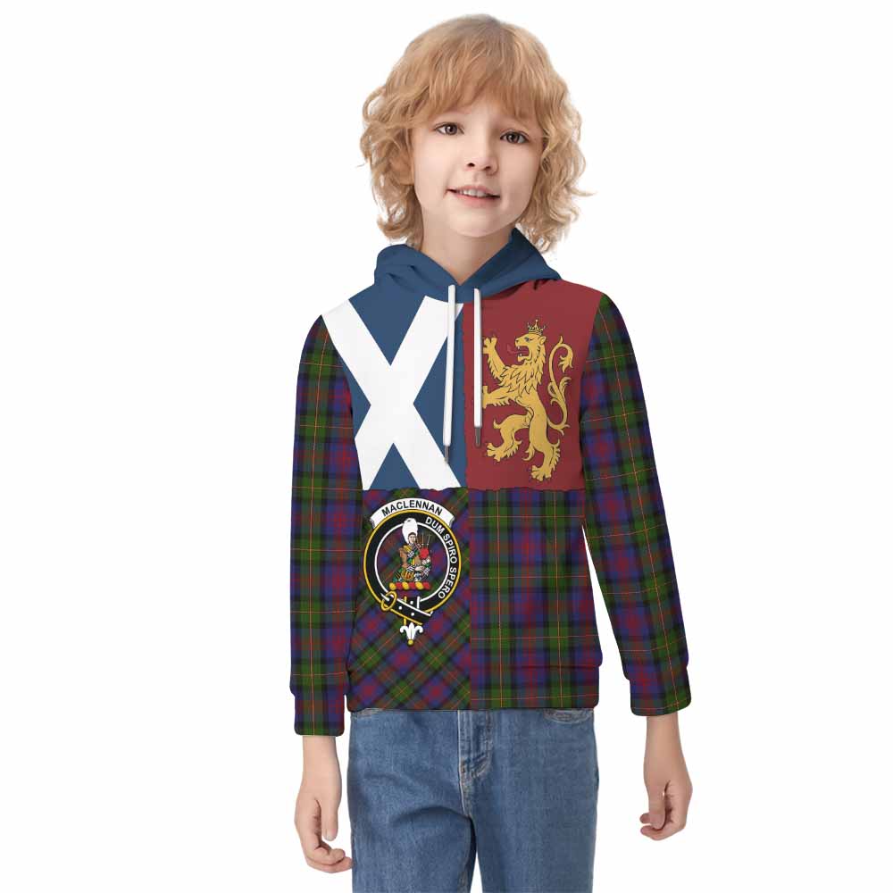 MacLennan (McLennan) Crest Tartan Kid Hoodie with Lion Rampant Saltire Style - Tartan Vibes Clothing