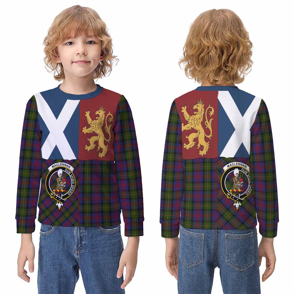 MacLennan (McLennan) Crest Tartan Kid Knitted Sweatshirt with Lion Rampant Saltire Style - Tartan Vibes Clothing