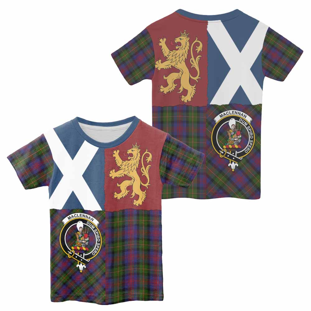 MacLennan (McLennan) Crest Tartan Kid T-shirt with Lion Rampant Saltire Style - Tartan Vibes Clothing
