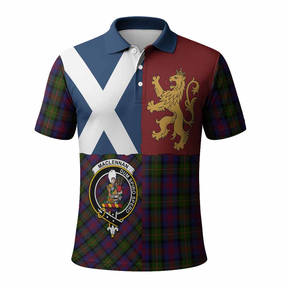 MacLennan (McLennan) Crest Tartan Polo Shirt with Lion Rampant Saltire Style