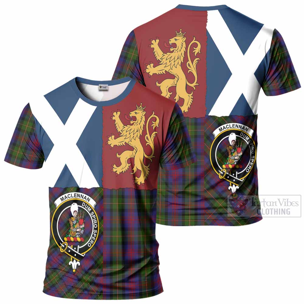 MacLennan (McLennan) Crest Tartan T-Shirt with Lion Rampant Saltire Style