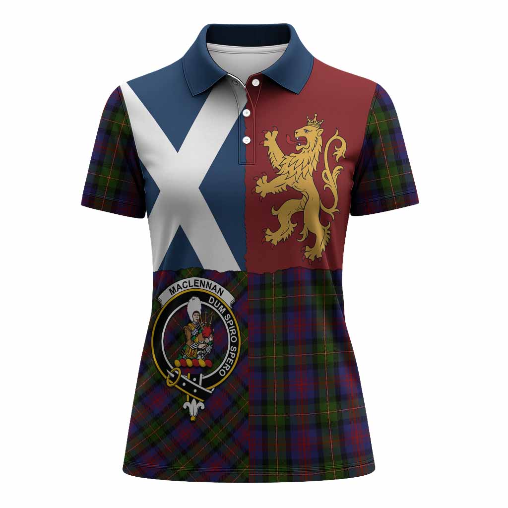 MacLennan (McLennan) Crest Tartan Women Polo Shirt with Lion Rampant Saltire Style