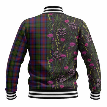 MacLennan (McLennan) Family Crest Tartan Baseball Jacket Scottish Thistle Flower Pattern Half Style