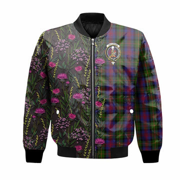 MacLennan (McLennan) Family Crest Tartan Bomber Jacket Scottish Thistle Flower Pattern Half Style