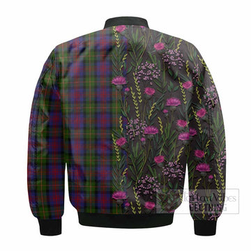 MacLennan (McLennan) Family Crest Tartan Bomber Jacket Scottish Thistle Flower Pattern Half Style