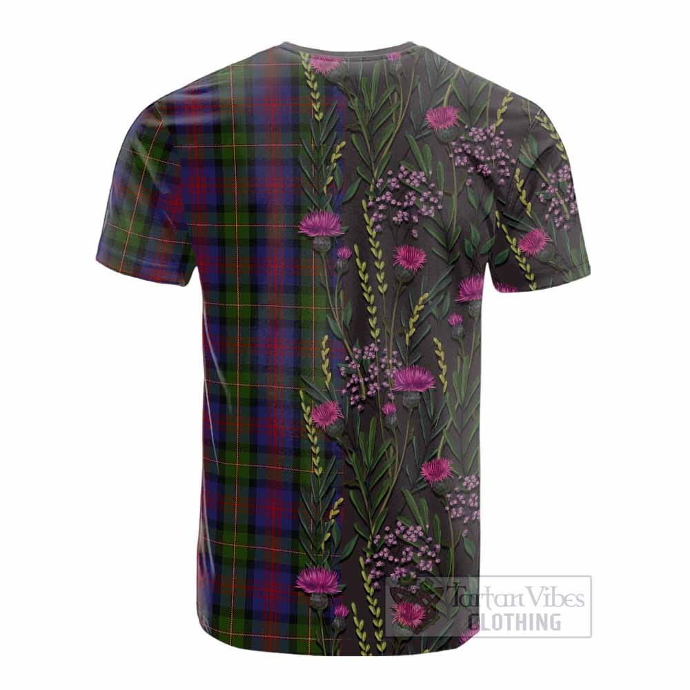 MacLennan (McLennan) Family Crest Tartan Cotton T-shirt Scottish Thistle Flower Pattern Half Style - Tartan Vibes Clothing