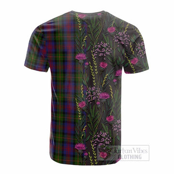 MacLennan (McLennan) Family Crest Tartan Cotton T-shirt Scottish Thistle Flower Pattern Half Style - Tartan Vibes Clothing