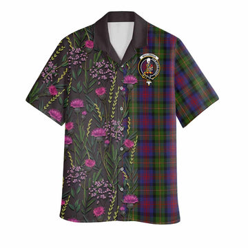 MacLennan (McLennan) Family Crest Tartan Hawaiian Shirt Scottish Thistle Flower Pattern Half Style