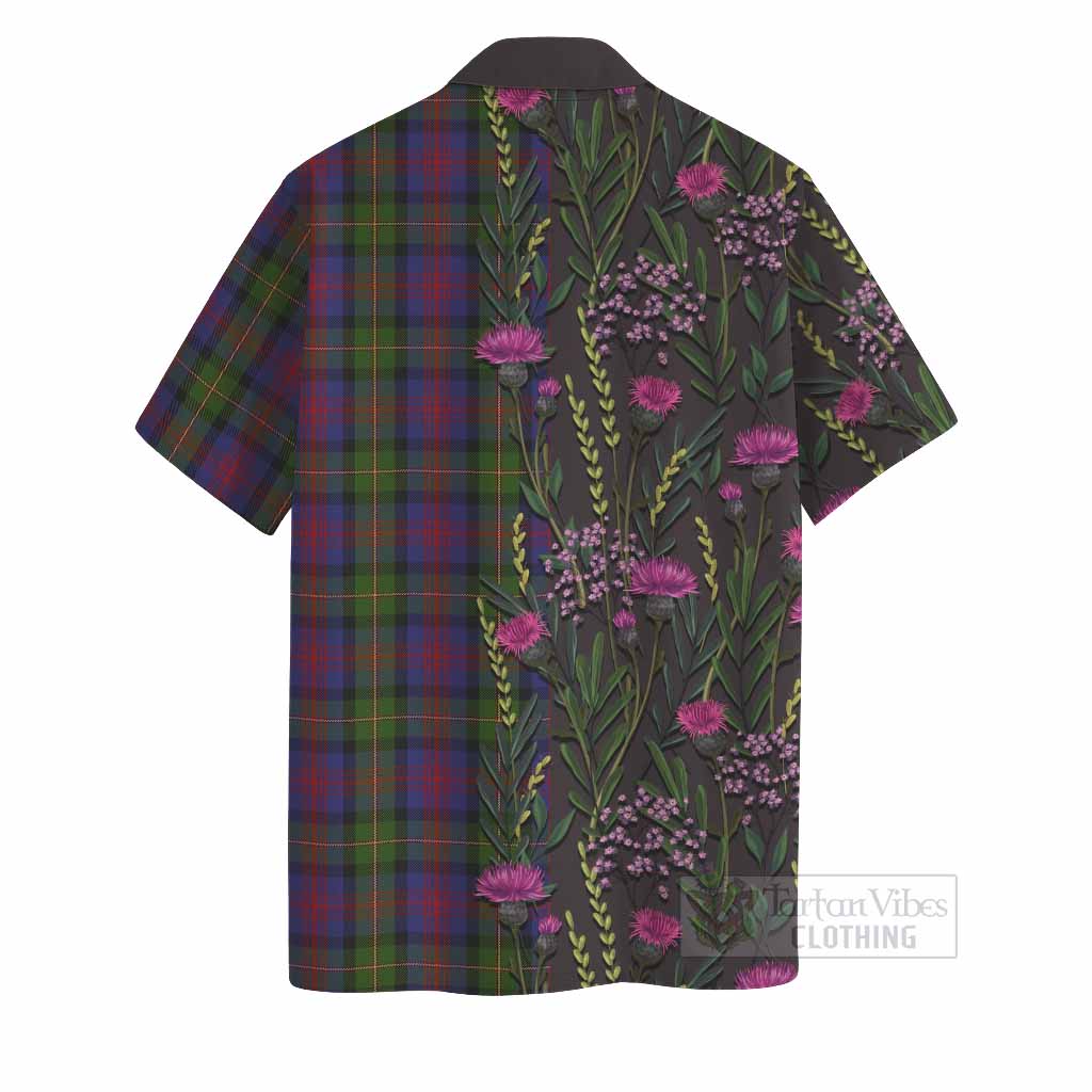 MacLennan (McLennan) Family Crest Tartan Hawaiian Shirt Scottish Thistle Flower Pattern Half Style - Tartan Vibes Clothing