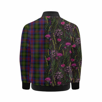MacLennan (McLennan) Family Crest Tartan Kid Bomber Jacket Scottish Thistle Flower Pattern Half Style