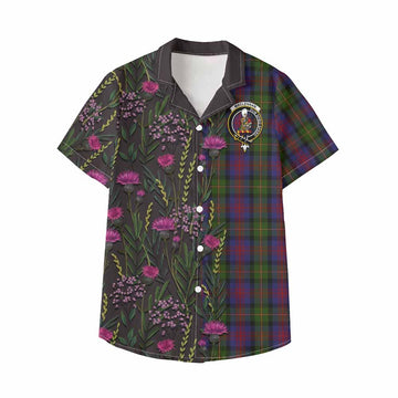 MacLennan (McLennan) Family Crest Tartan Kid Hawaiian Shirt Scottish Thistle Flower Pattern Half Style