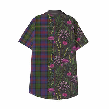 MacLennan (McLennan) Family Crest Tartan Kid Hawaiian Shirt Scottish Thistle Flower Pattern Half Style