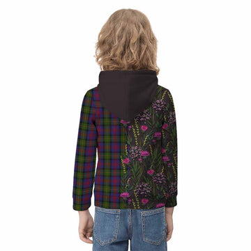 MacLennan (McLennan) Family Crest Tartan Kid Hoodie Scottish Thistle Flower Pattern Half Style