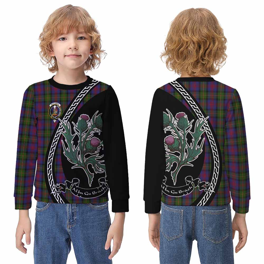 MacLennan (McLennan) Family Crest Tartan Kid Knitted Sweatshirt Alba Thistle Inspired - Tartan Vibes Clothing