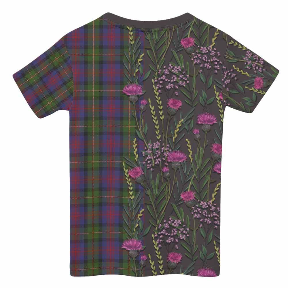 MacLennan (McLennan) Family Crest Tartan Kid T-shirt Scottish Thistle Flower Pattern Half Style - Tartan Vibes Clothing