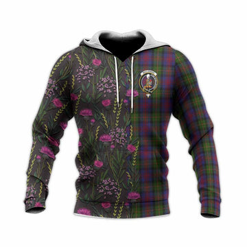 MacLennan (McLennan) Family Crest Tartan Knitted Hoodie Scottish Thistle Flower Pattern Half Style