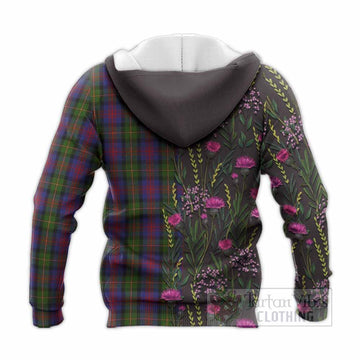 MacLennan (McLennan) Family Crest Tartan Knitted Hoodie Scottish Thistle Flower Pattern Half Style