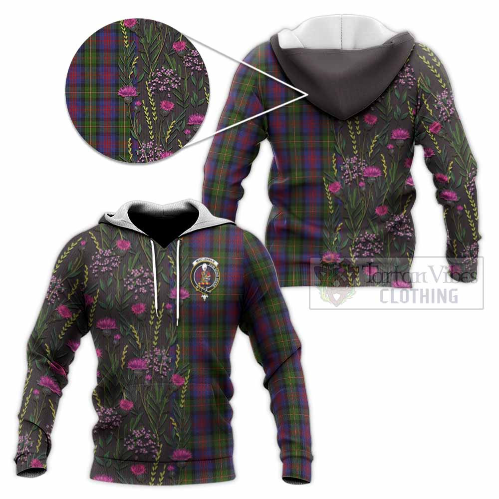 MacLennan (McLennan) Family Crest Tartan Knitted Hoodie Scottish Thistle Flower Pattern Half Style - Tartan Vibes Clothing