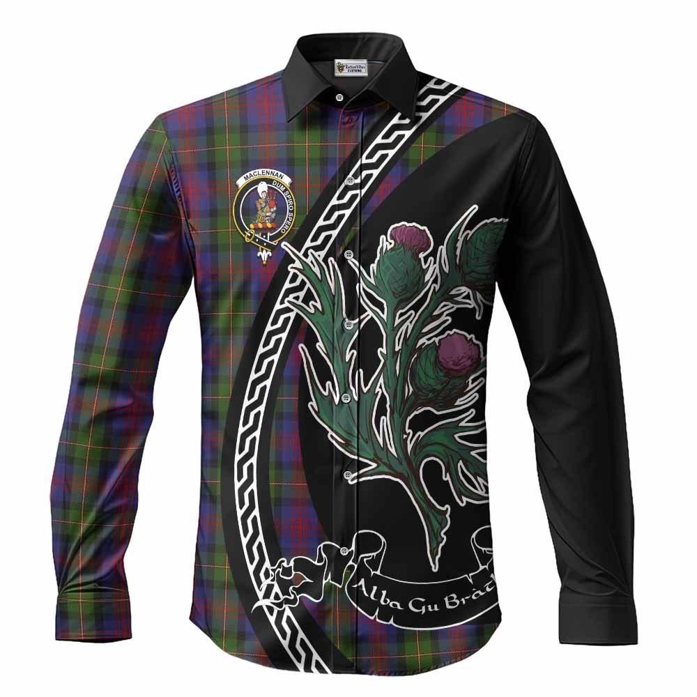 MacLennan (McLennan) Family Crest Tartan Long Sleeve Button Shirts Alba Thistle Inspired - Tartan Vibes Clothing