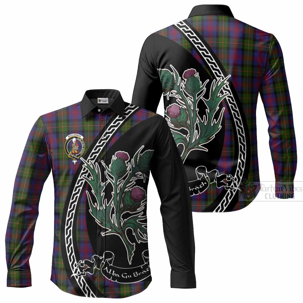 MacLennan (McLennan) Family Crest Tartan Long Sleeve Button Shirts Alba Thistle Inspired - Tartan Vibes Clothing