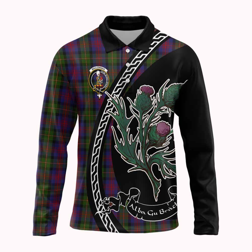 MacLennan (McLennan) Family Crest Tartan Long Sleeve Polo Shirt Alba Thistle Inspired - Tartan Vibes Clothing