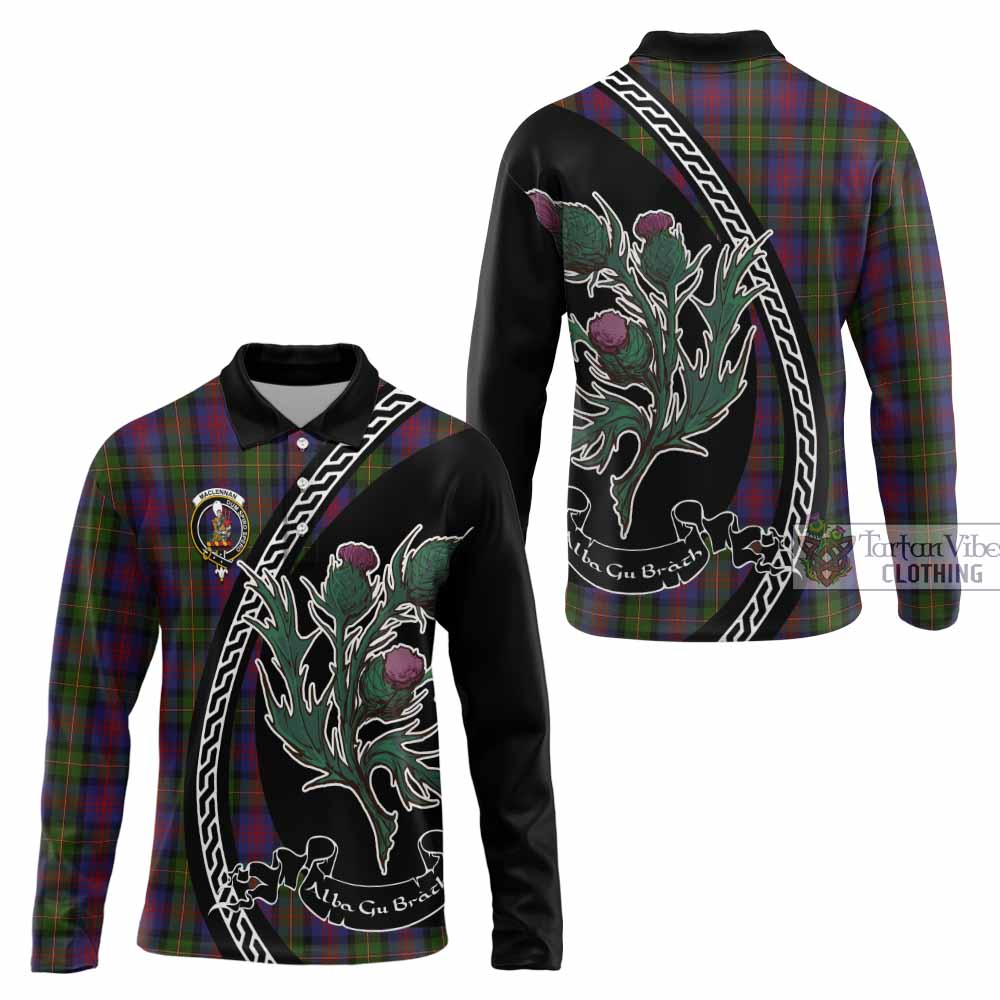 MacLennan (McLennan) Family Crest Tartan Long Sleeve Polo Shirt Alba Thistle Inspired - Tartan Vibes Clothing