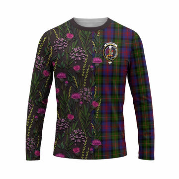 MacLennan (McLennan) Family Crest Tartan Long Sleeve T-Shirt Scottish Thistle Flower Pattern Half Style - Tartan Vibes Clothing