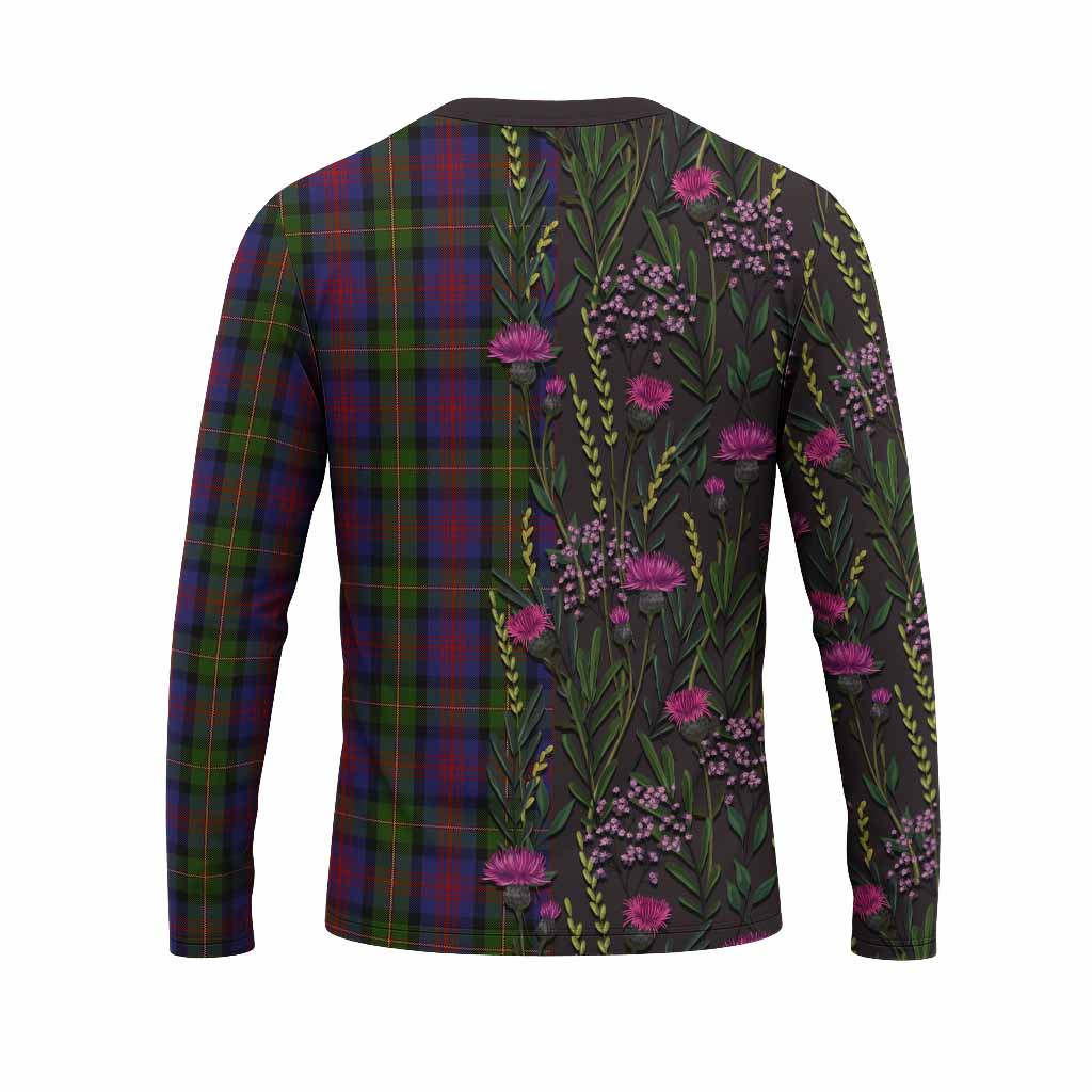 MacLennan (McLennan) Family Crest Tartan Long Sleeve T-Shirt Scottish Thistle Flower Pattern Half Style - Tartan Vibes Clothing