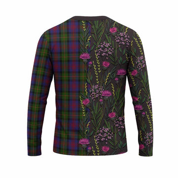 MacLennan (McLennan) Family Crest Tartan Long Sleeve T-Shirt Scottish Thistle Flower Pattern Half Style - Tartan Vibes Clothing