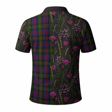MacLennan (McLennan) Family Crest Tartan Polo Shirt Scottish Thistle Flower Pattern Half Style