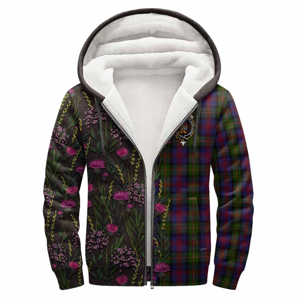 MacLennan (McLennan) Family Crest Tartan Sherpa Hoodie Scottish Thistle Flower Pattern Half Style - Tartan Vibes Clothing