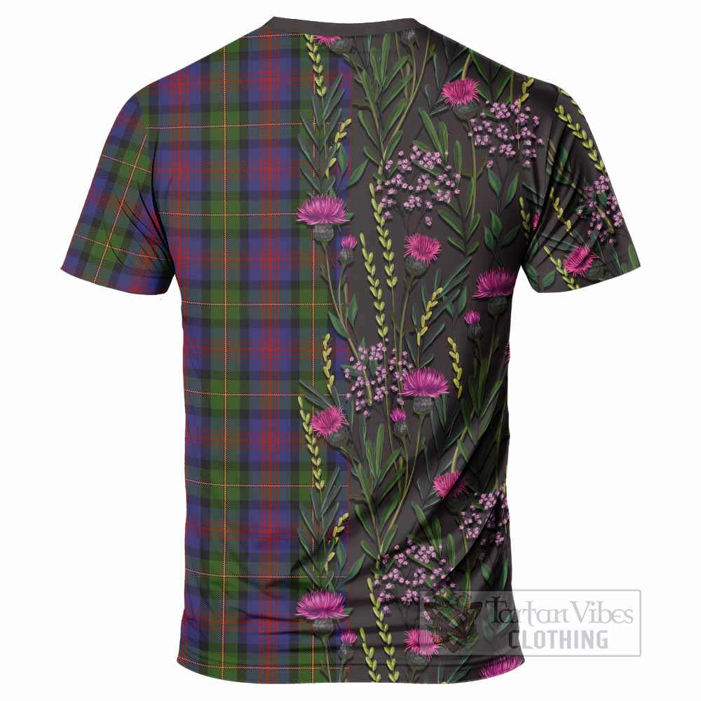 MacLennan (McLennan) Family Crest Tartan T-Shirt Scottish Thistle Flower Pattern Half Style - Tartan Vibes Clothing