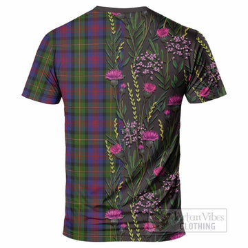 MacLennan (McLennan) Family Crest Tartan T-Shirt Scottish Thistle Flower Pattern Half Style - Tartan Vibes Clothing
