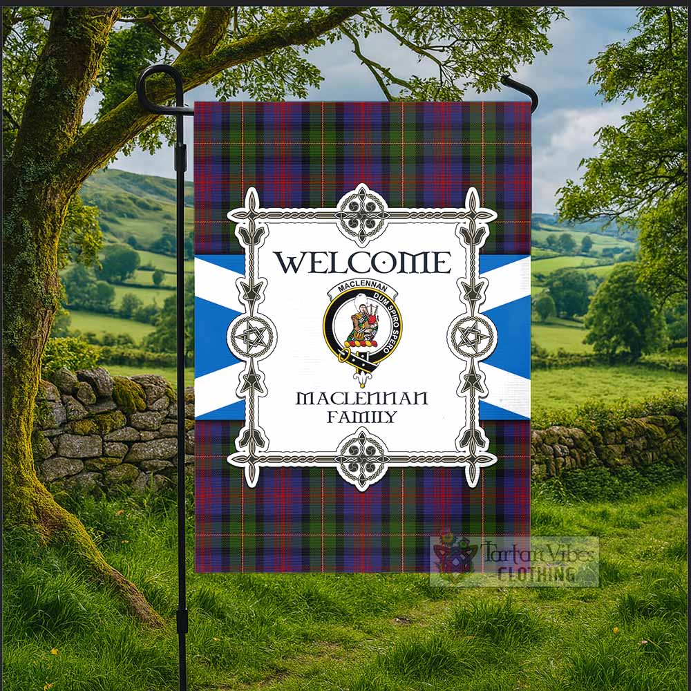 MacLennan (McLennan) Family Crest Tartan Welcome Garden Flag Saltire Harmony Style