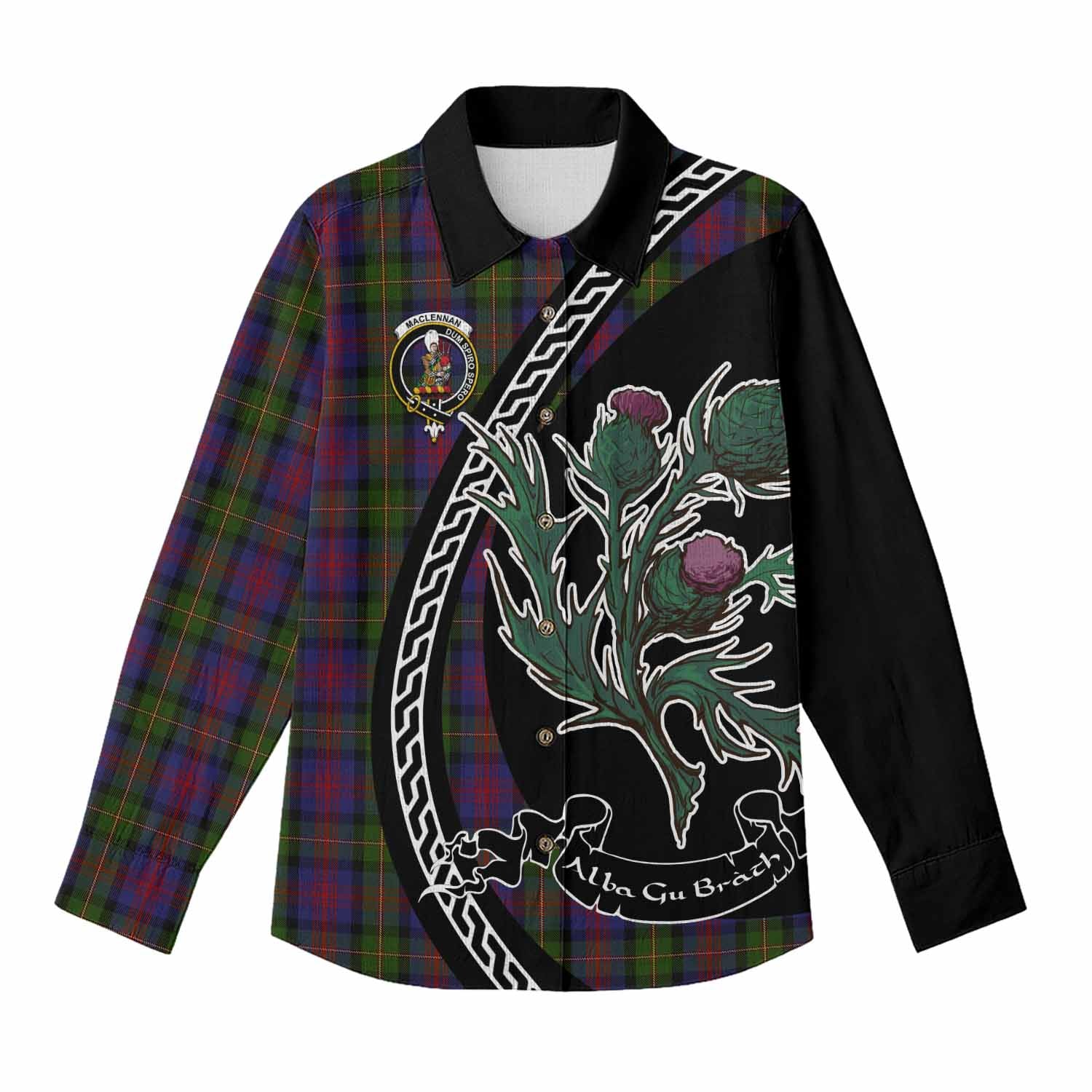 MacLennan (McLennan) Family Crest Tartan Women Casual Shirt Alba Thistle Inspired - Tartan Vibes Clothing