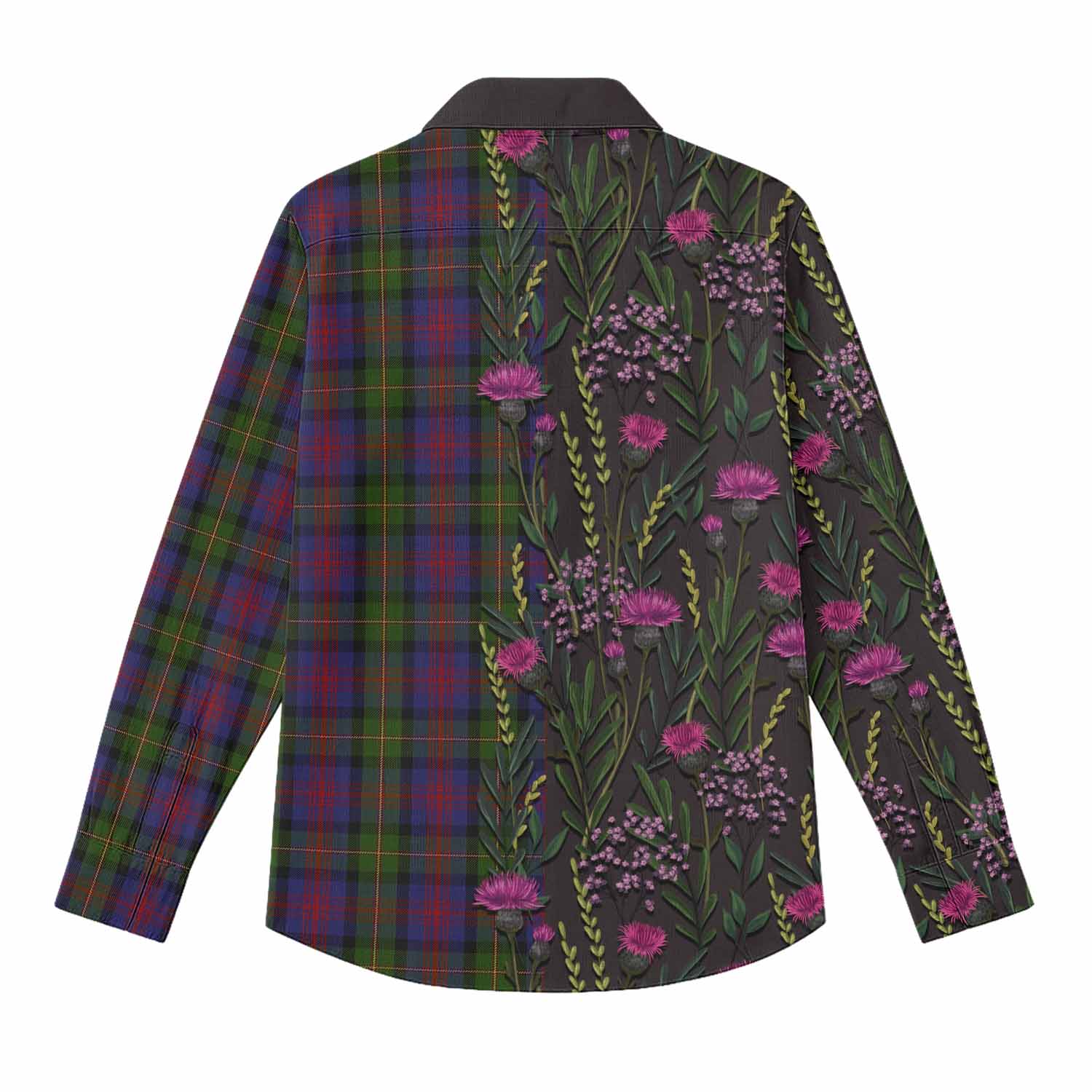 MacLennan (McLennan) Family Crest Tartan Women Casual Shirt Scottish Thistle Flower Pattern Half Style - Tartan Vibes Clothing