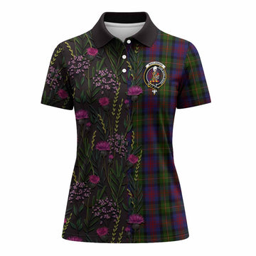 MacLennan (McLennan) Family Crest Tartan Women Polo Shirt Scottish Thistle Flower Pattern Half Style - Tartan Vibes Clothing