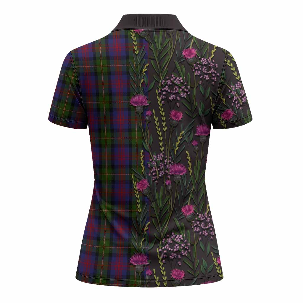 MacLennan (McLennan) Family Crest Tartan Women Polo Shirt Scottish Thistle Flower Pattern Half Style - Tartan Vibes Clothing