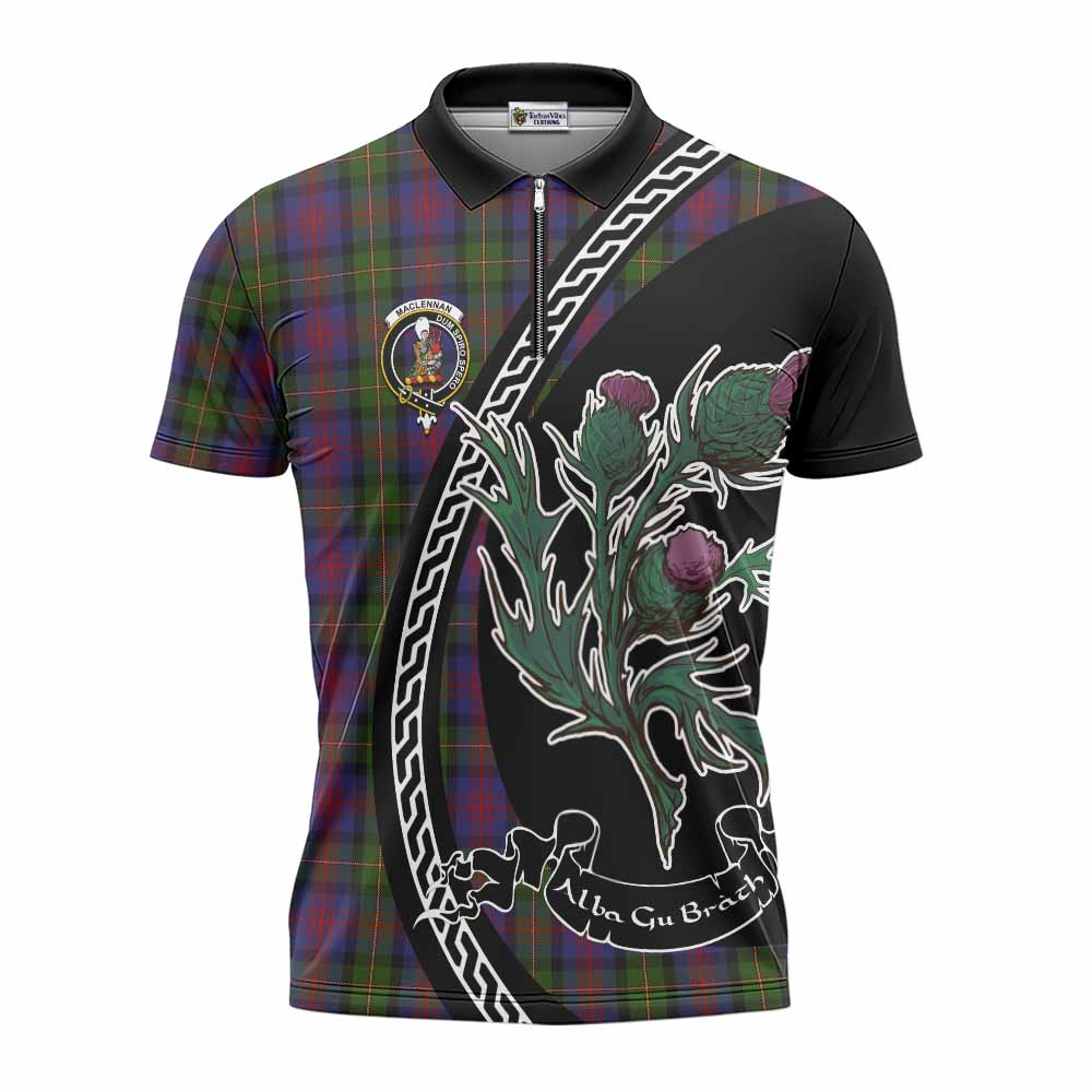 MacLennan (McLennan) Family Crest Tartan Zipper Polo Shirt Alba Thistle Inspired - Tartan Vibes Clothing